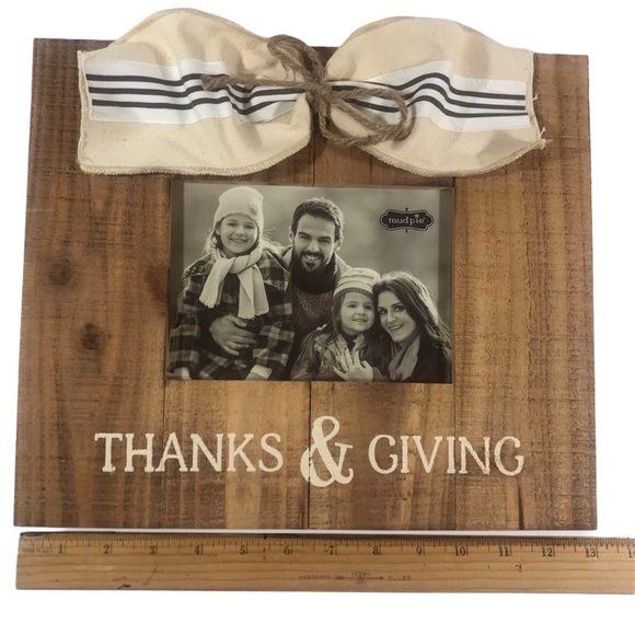 MUD PIE Thanks & Giving Photo Frame Natural Wood & Wire Ribbon - Picture 6 of 9